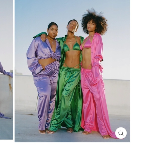 𝅺LAINA Rauma Pants Green S Small Satin Drawstring Pant Trouser Club Bed - Picture 10 of 14